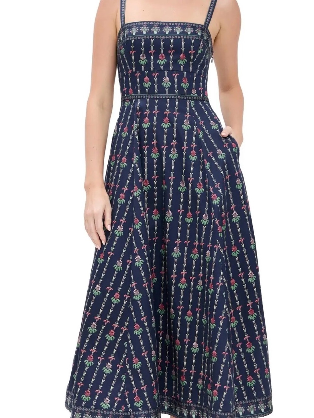 Hill House NWT Navy Margot Dress in Trailing Fern